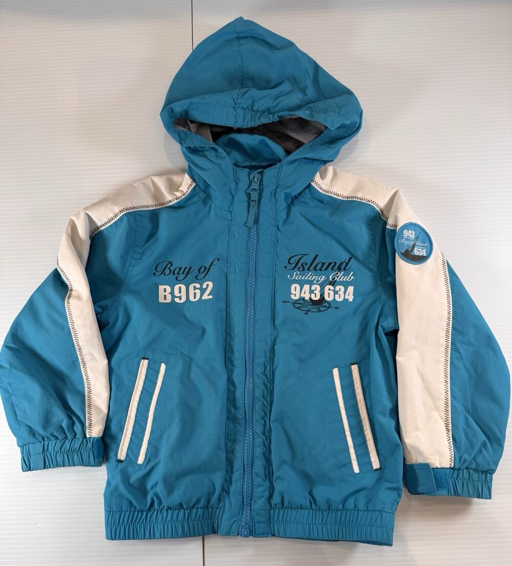 Palomino Boys Hooded Sailing Windbreaker Jacket Blue White Size 104 4T 4 Years